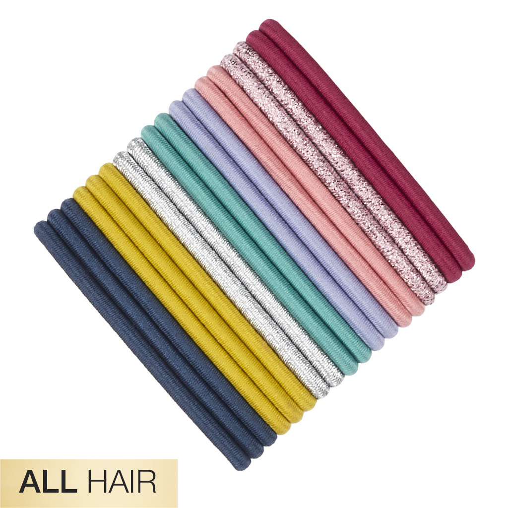 All Hair Multi Color 2X Stronger Hair Ties 18pk - No Damage®